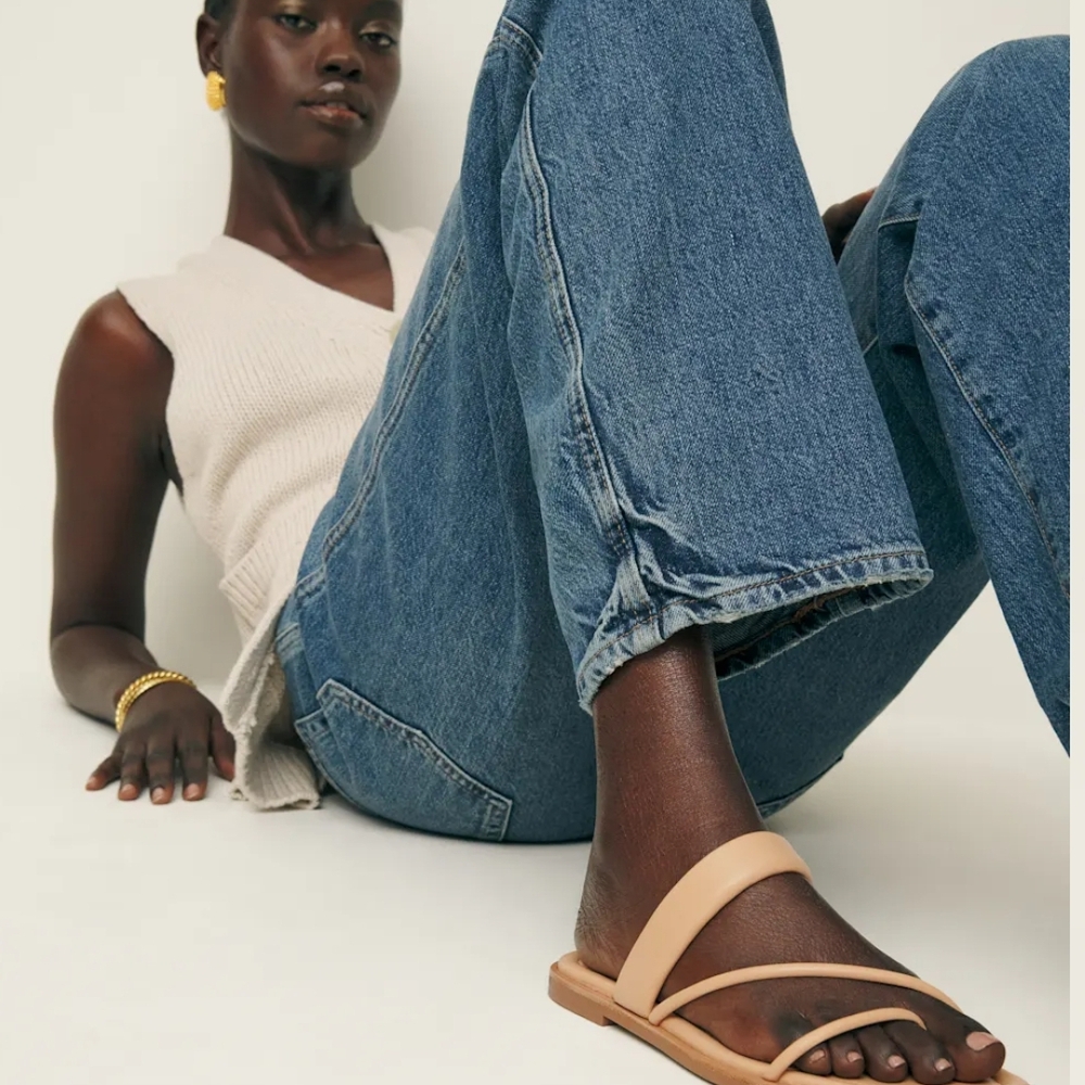 Reformation Porcini Leather Strappy Sandals